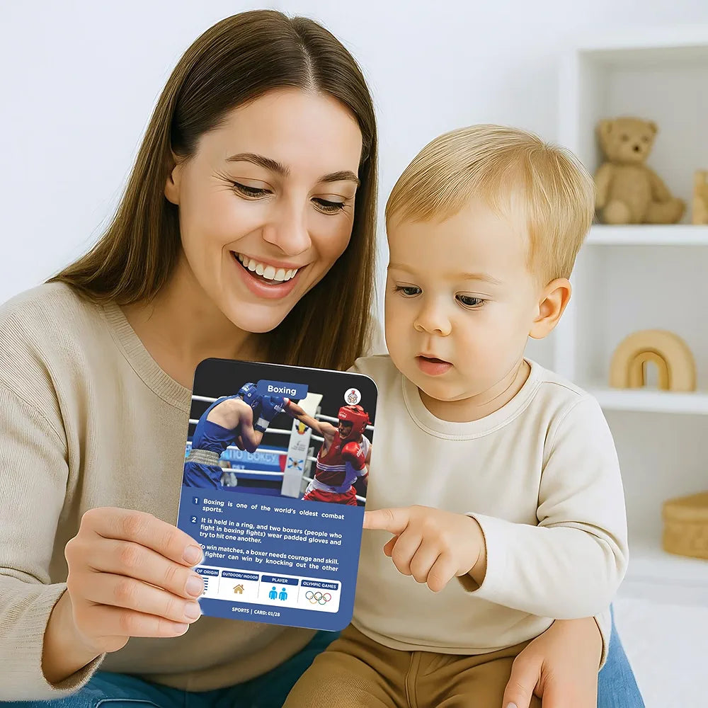 SPARTAN KIDS® Sports Flash Cards for Kids | 28 Early Learning Flash Cards Easy & Fun Way of Learning 1 Year to 6 Years Babies