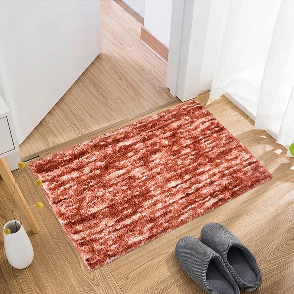 Kuber Industries Door Mat Multi Riyal Doormat Microfiber Entrance Mat Orange Colour