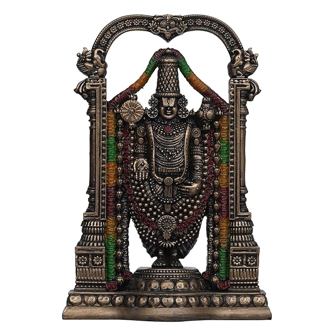 Ecraftindia Handcrafted Polyresin Bronze Tirupati Balaji Idol | God Venkateswara Statue