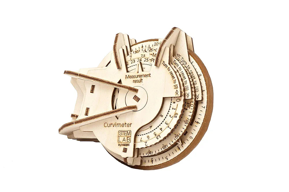 UGEARS STEM Lab Math Series - Curvimeter - Unique Educational and Engineering 3D Puzzles with App | DIY Mechanical Science Kit for Self Assembly | Creative 3D Wooden Puzzles for Adults and Children