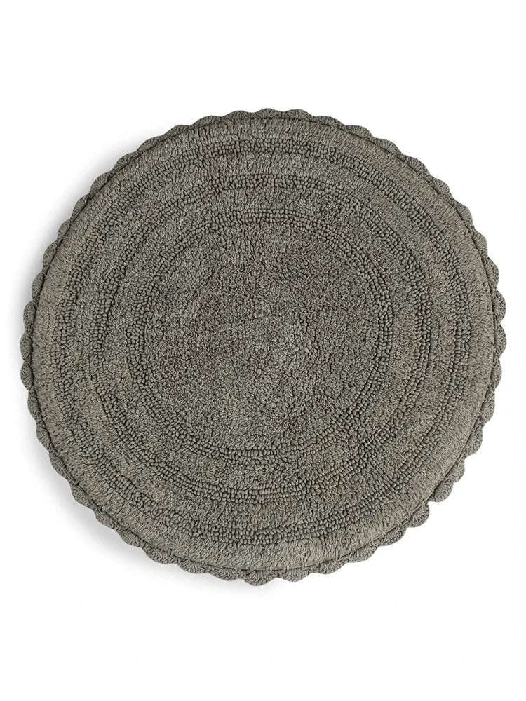 Sashaa World Round Reversible Crochet Bath Mat Cotton & Quick Dry Bath Rug