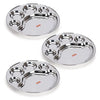 Sumeet Stainless Steel Round 5 in 1 Compartment Lunch Big Plates Set of 3Pcs 34cm Silver