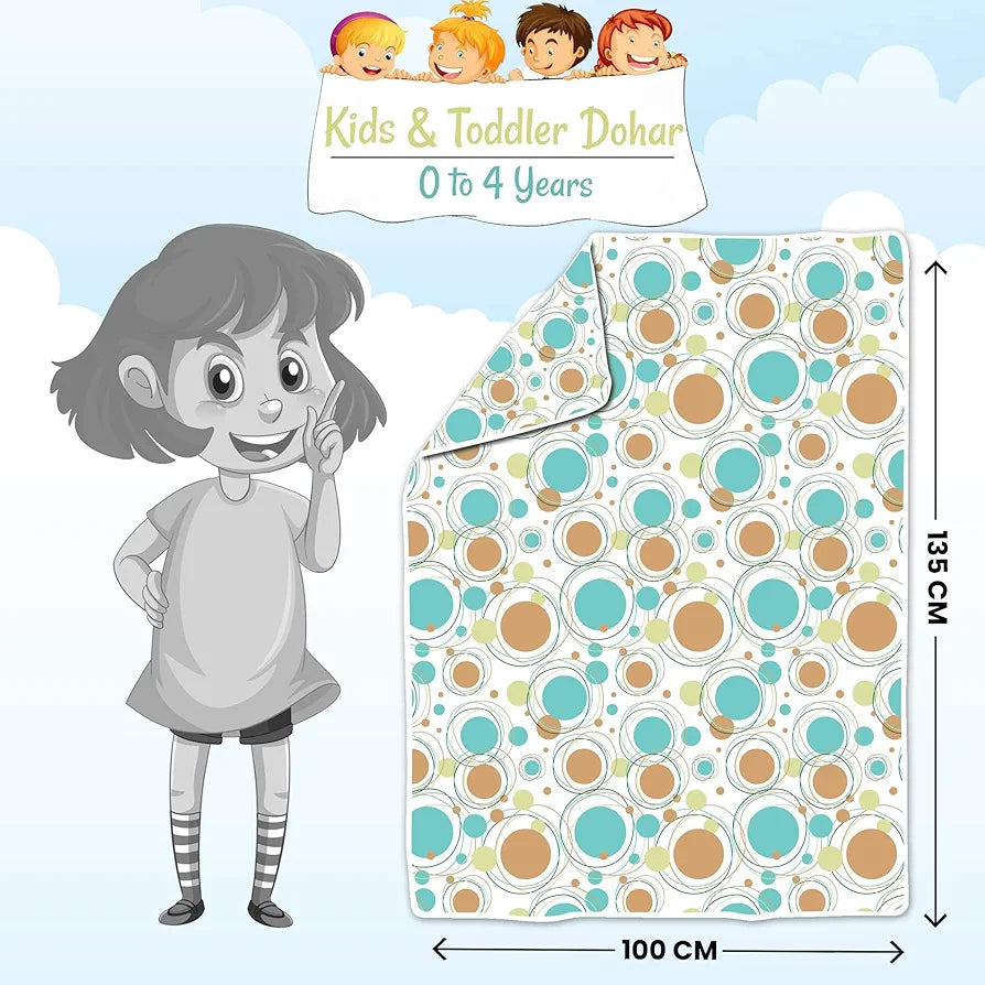 Divine Casa 120 GSM Polka Dots White Blanket for New Born Baby|Baby Dohar 0-4 Years Cotton Colour White and Orange