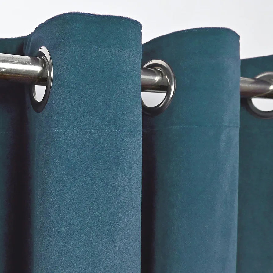 Divine Casa 7 Feet Premium Velvet Blackout Door Curtain Luxurious Thermal Insulated Room Darkening & Noise Reducing Single Opaque Panel Colour Turquoise (Pack of 1)