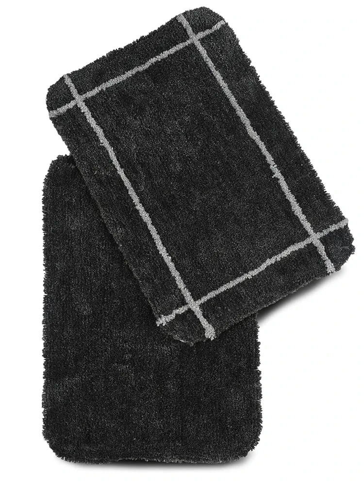 Sashaa World Microfiber Bathmat Colour Charcoal (Pack of 2)
