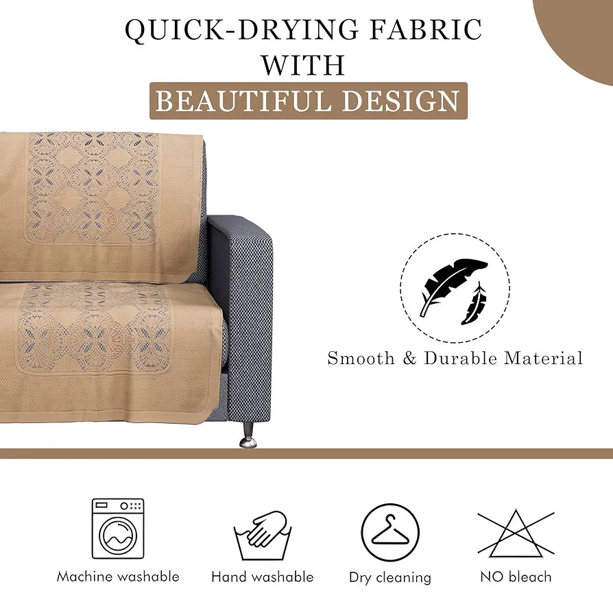 Kuber Industries Sofa Cover Single Seater Sofa Cover Net Sofa Slipcover Set Self Flower New Jersey Golden