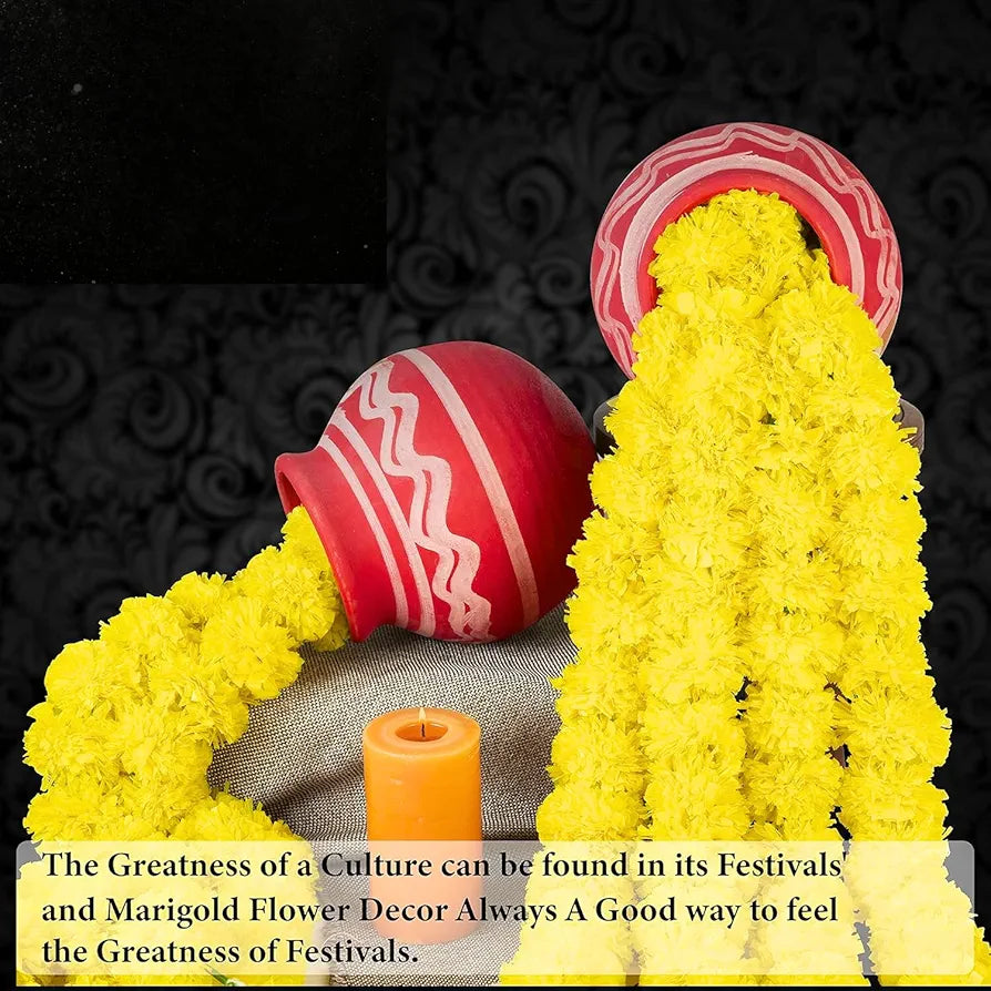 Artificial Marigold Garlands Pack of 10 Yellow & Dark Orange