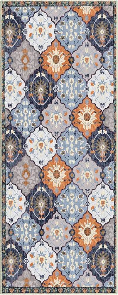 Ishro Home Velvet Premium Modern Runner Rug For Bedroom, Kitchen Colour Orange