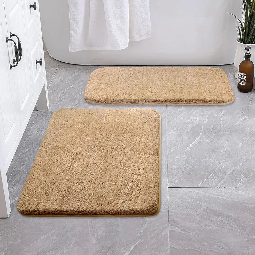 Luxe Home International Bath Mat Super Soft Ultra Absorbent Rectangular Mat Colour Brown (Pack of 2)