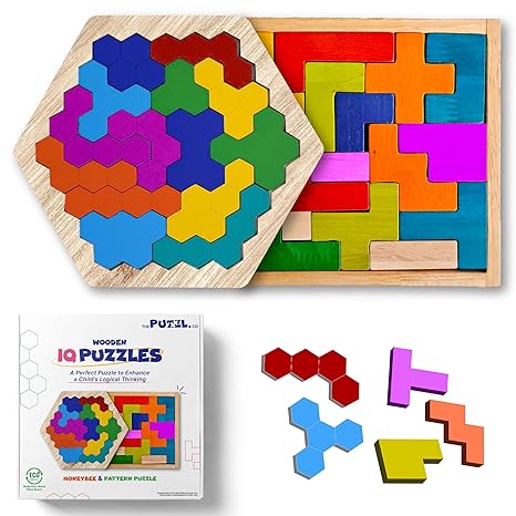 The Puzzl Co - Set of 2 Wooden Pattern Puzzles for Kids Educational Birthday Gift for Kids