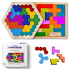 The Puzzl Co Set of 2 Wooden Tetris Pattern Puzzles for Kids 4+