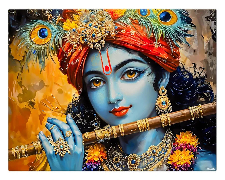 ArtX Canvas Krishna Playing Flute Wall Painting Krishna Photo Frame