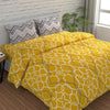 Huesland by Ahmedabad Cotton 144 TC Cotton Bedsheet for Double Bed King Size with 2 Pillow Covers | Yellow & Grey