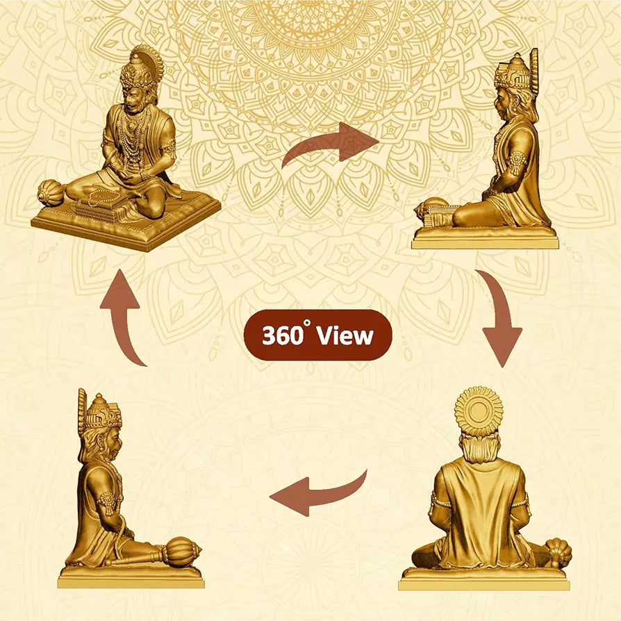 Jd Fresh 4.5 Inch Bajrangbali Statue with Gada - Gold