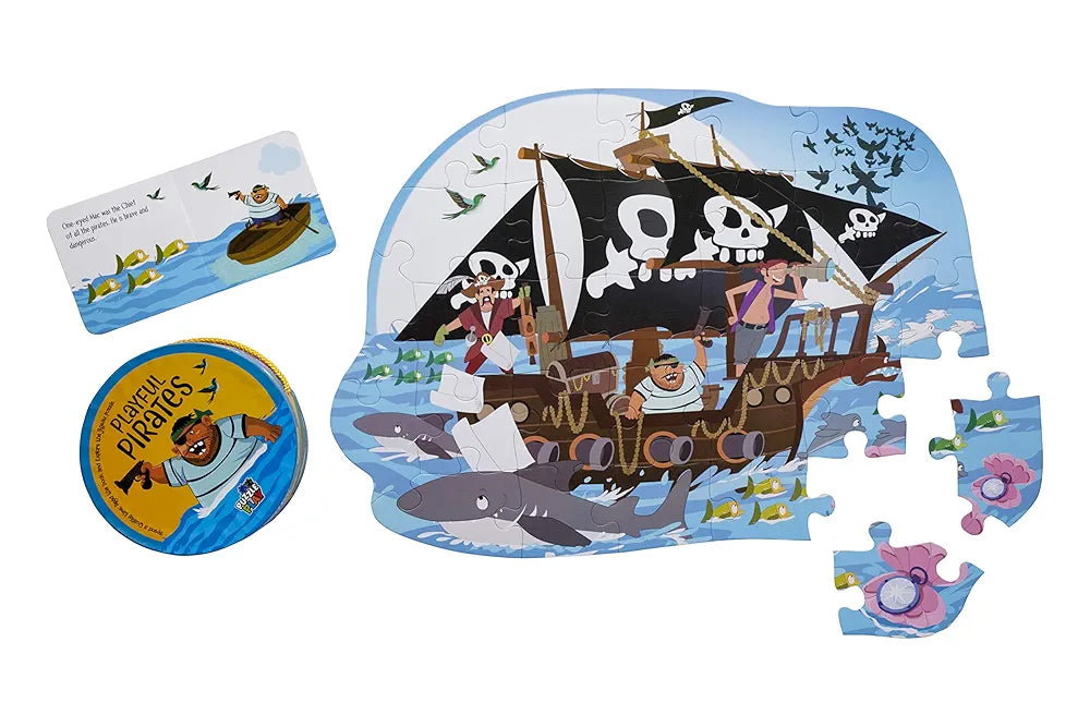 The Book Tree Playful Pirates Puzzle Box for Kids I 30 Jigsaw Puzzle Pieces & 1 Storybook I Fun Toy for Children Age 3+ I for Children by Majestic Book Club