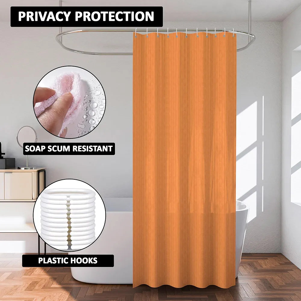 Kuber Industries Shower Curtain Bathroom Shower Curtain 8 Rings Curtain Lining Golden