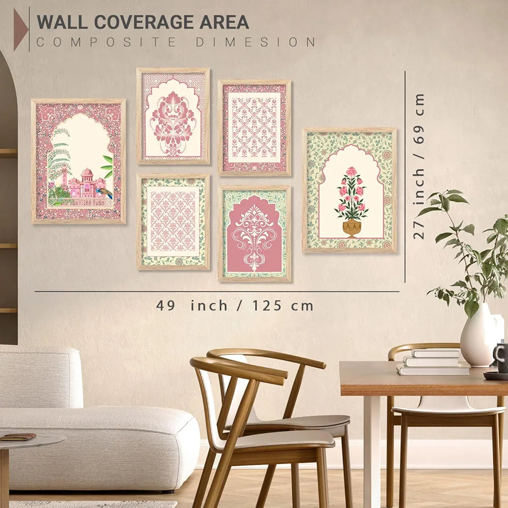 Kotart Madhubani Art Paintings with Frame Pack of 6 A