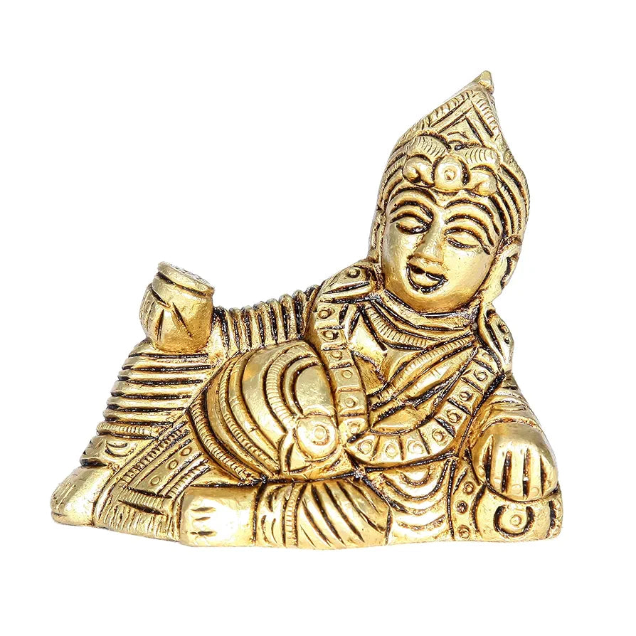 Anciently Kuber Maharaj Murti | Kuber Maharaj Idol | Kuber Maharaj Ki Murti Brass, 6.5Cm Height, Gold Colour, 1 Piece