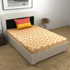 Divine Casa 144 TC Pure Cotton Single Size Bedsheet with 1 Pillow Cover Floral Paisley Colour Mustard Orange