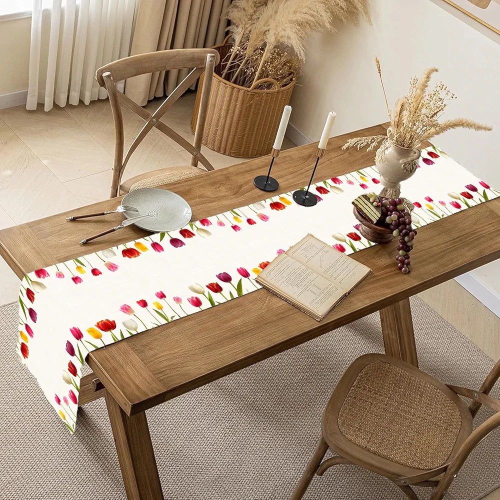 Ishro Home Premium Table Runner Colour Blooming Tulip