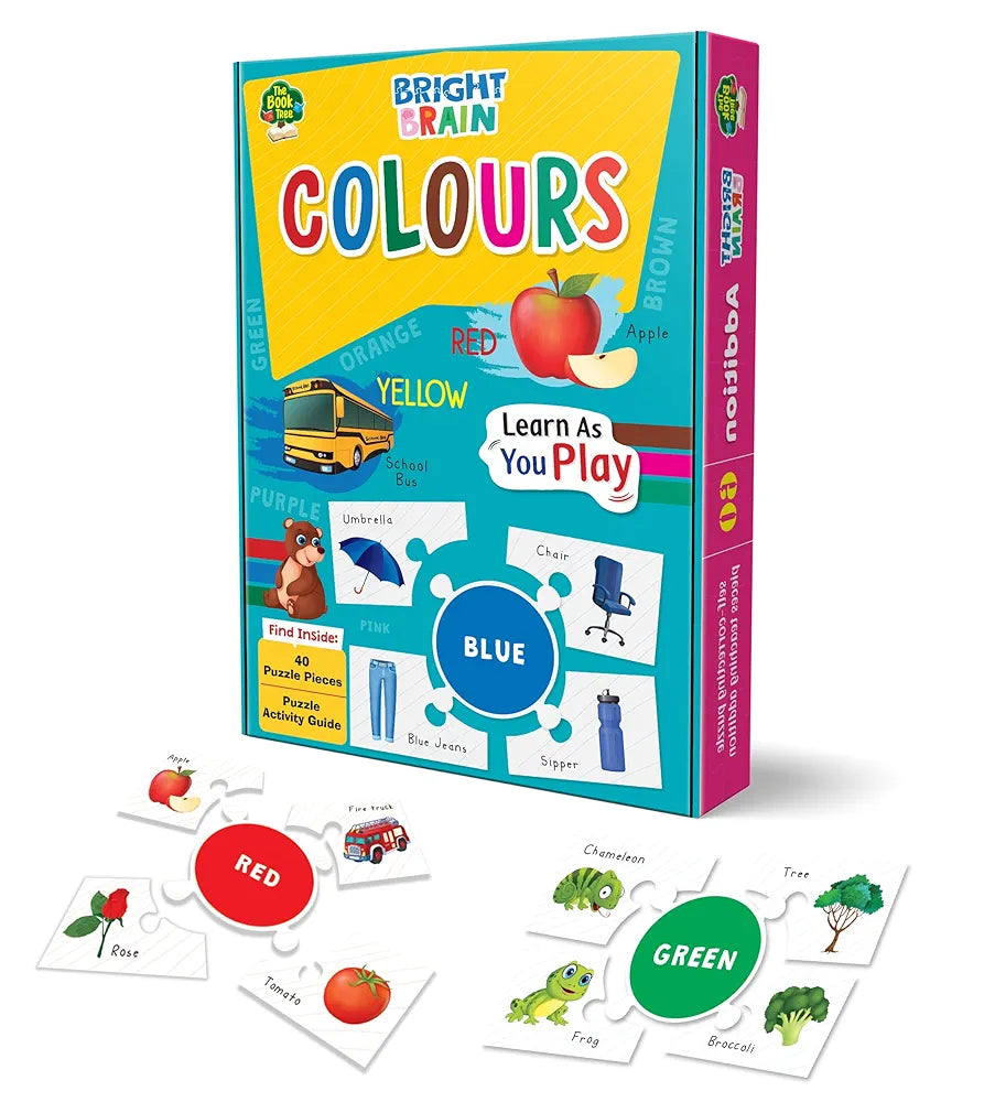 The Book Tree Bright Brain Colours Puzzle - Learn & Identify Colours with 40 Pieces – Beautiful Colourful Puzzle Pieces for Kids Age 3+ - Gift Box by Majestic Book Club