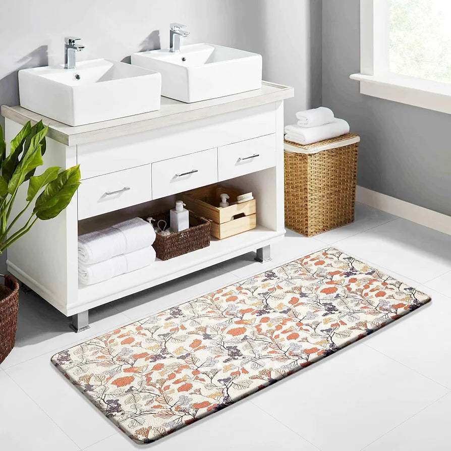 Luxe Home Columbo Anti-Fatigue Kitchen Mat Non-Slip Cushioned Comfort Mat Autumn Leaves Pattern Standing Desk Mat Colour Floral
