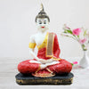 Jaipur Ace Meditating Buddha Statue Polyresin Idol Showpiece White And Red Buddha