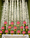 Wood Lotus Hanging 11 Pcs Artificial Flowers Handmade Wall Decoration 30 Inch Each Multicolor