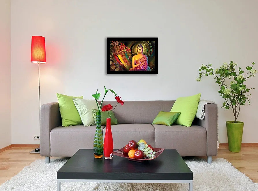 Lifehaxtore Enlighten Buddha Art Framed Painting Meditating Buddha