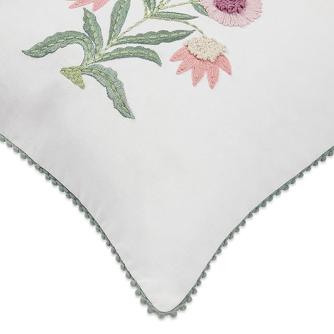 Haus & kinder Decorative Embroidered Cushion Cover  | Colour Lone Flower