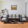 Kuber Industries 5-Seater Couch Cover Net Velvet Sofa Slip Cover Set Blue Gulab Border Crown Sofa Cover Cream
