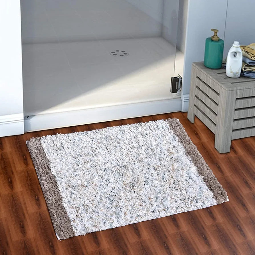 Aerohaven Glorious Super Soft Microfiber Abstract Moroccan Stripe Designer Anti Slip Bathmat Brown Colour