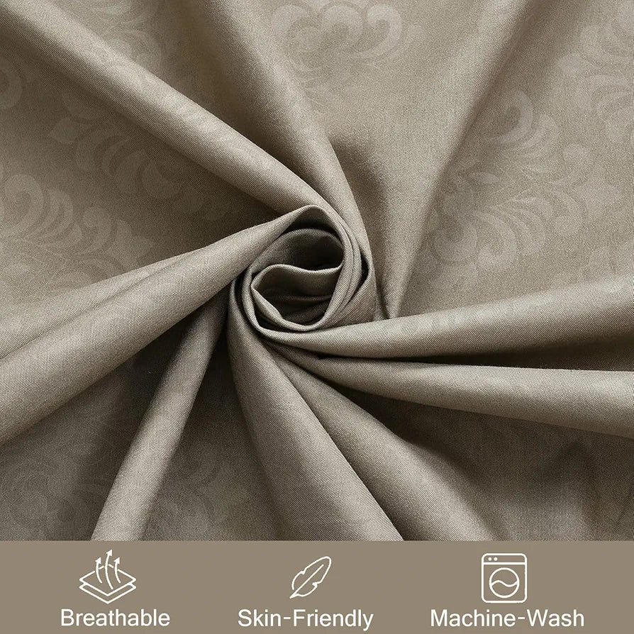 Fresh From Loom Double Bedsheet King Size Microfiber Rotary Printed With 2 Pillow Covers 144 TC Dark Beige Damas