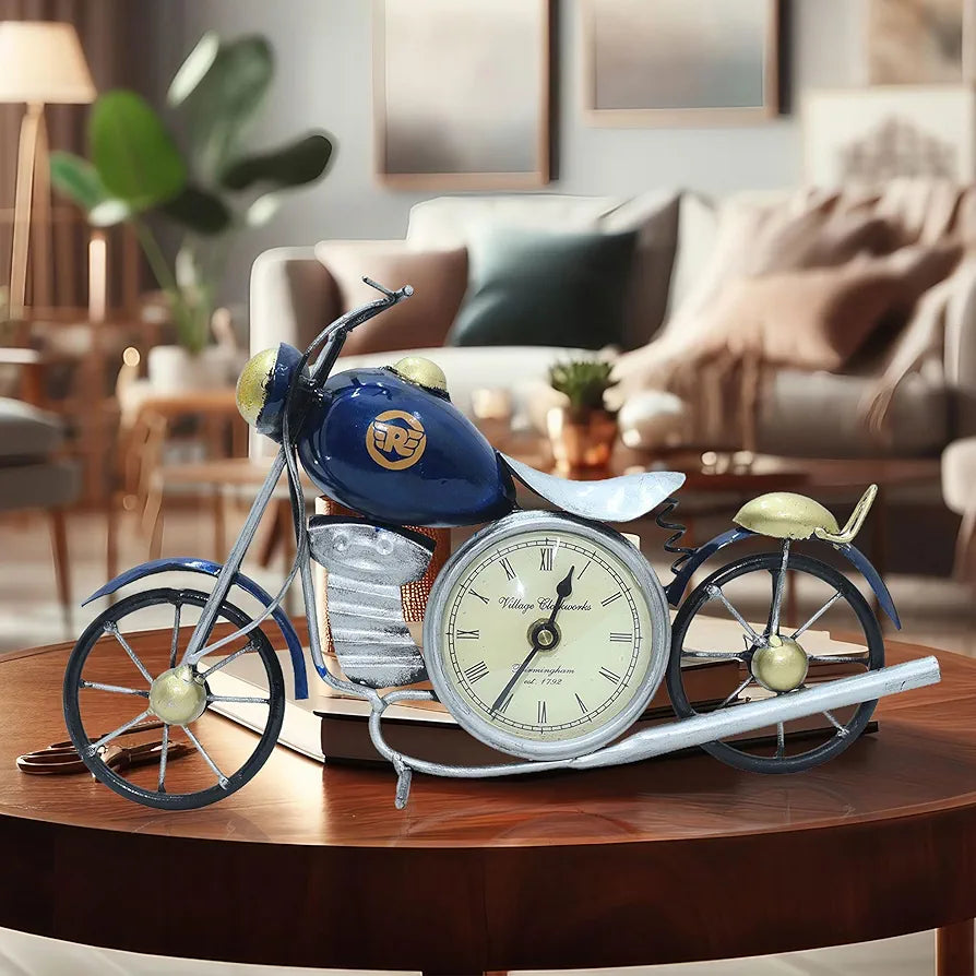 Kraftskala Vintage Royal Bullet Motor Bike with Antique Clock Blue