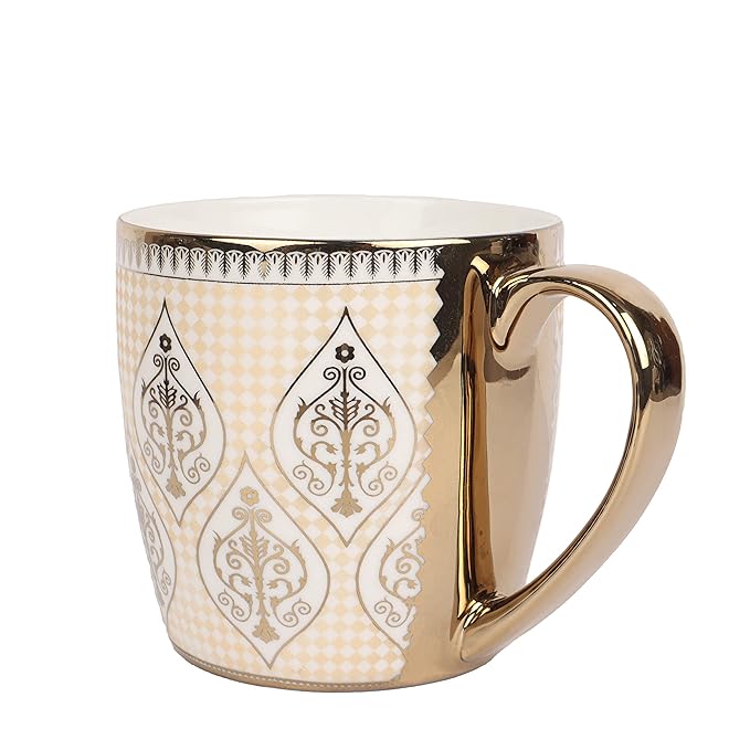 Femora Indian Ceramic Golden Line Tea Cup, Coffee Cup | 6 Pieces | 190 Ml | Not Microwave Safe