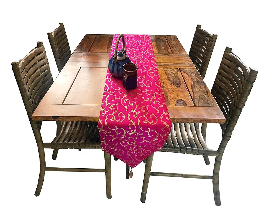 Pink Parrot Art Silk Table Runner Colour Multicolour