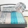Divine Casa 144 TC 100% Cotton Floral Grey Breathable Bedsheet King Size Bed Cotton Elastic Fitted Colour Air Blue