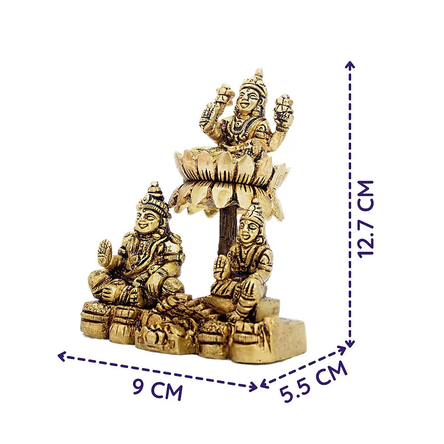 anciently Lakshmi Kubera Statue | Lakshmi Kuberar Idol Brass | Kuber Laxmi Murti Statue, Brass, 5 Inches Height, Gold Colour, 1 Piece