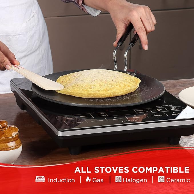 Vinod Hanos Non Stick Concave Tawa -26.5 cm | 5.25mm Thick | Roti, Chapati Tawa | Long Lasting | Riveted Handle