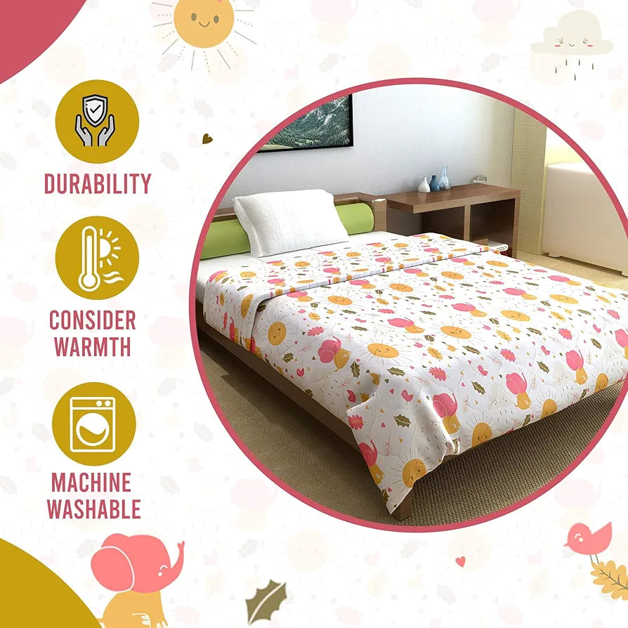 Divine Casa 120 GSM Cotton Single Bed Comforter Soft & Lightweight Reversible All-Season Blanket Colour Marlin White