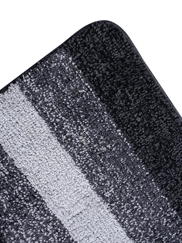 Saral Home Easy Living Microfiber Striped Rectangle Anti-skid Runner Colour Black