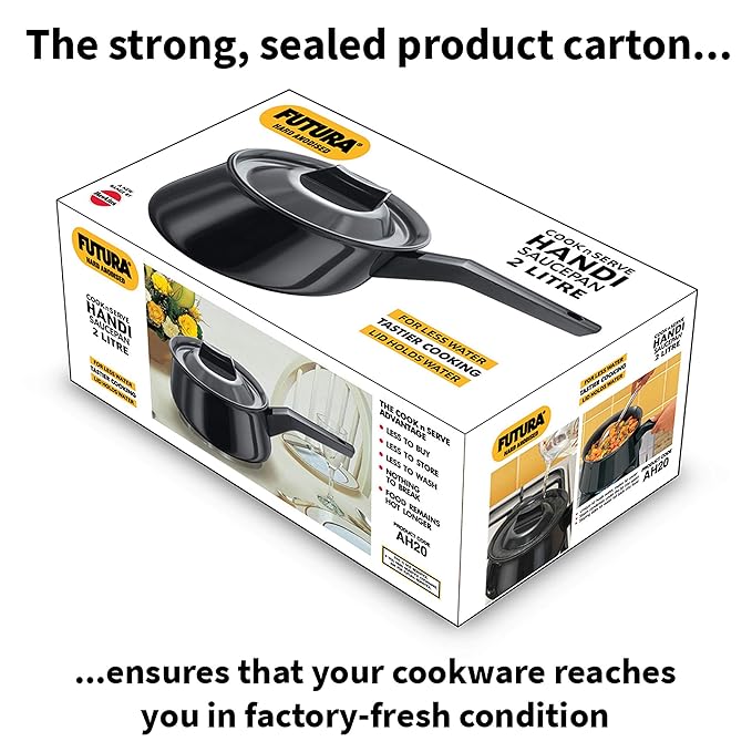 Hawkins Futura Hard Anodised Handi (Saucepan) 2 L, 18 cm, 4.06 mm with single handle