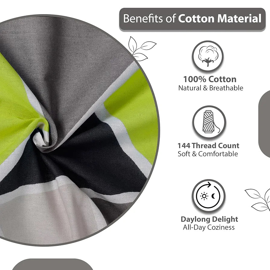 Divine Casa - 144 TC Super Soft 100% Cotton Bedsheet for Double Bed  144 Thread Count Colour Lime Grey