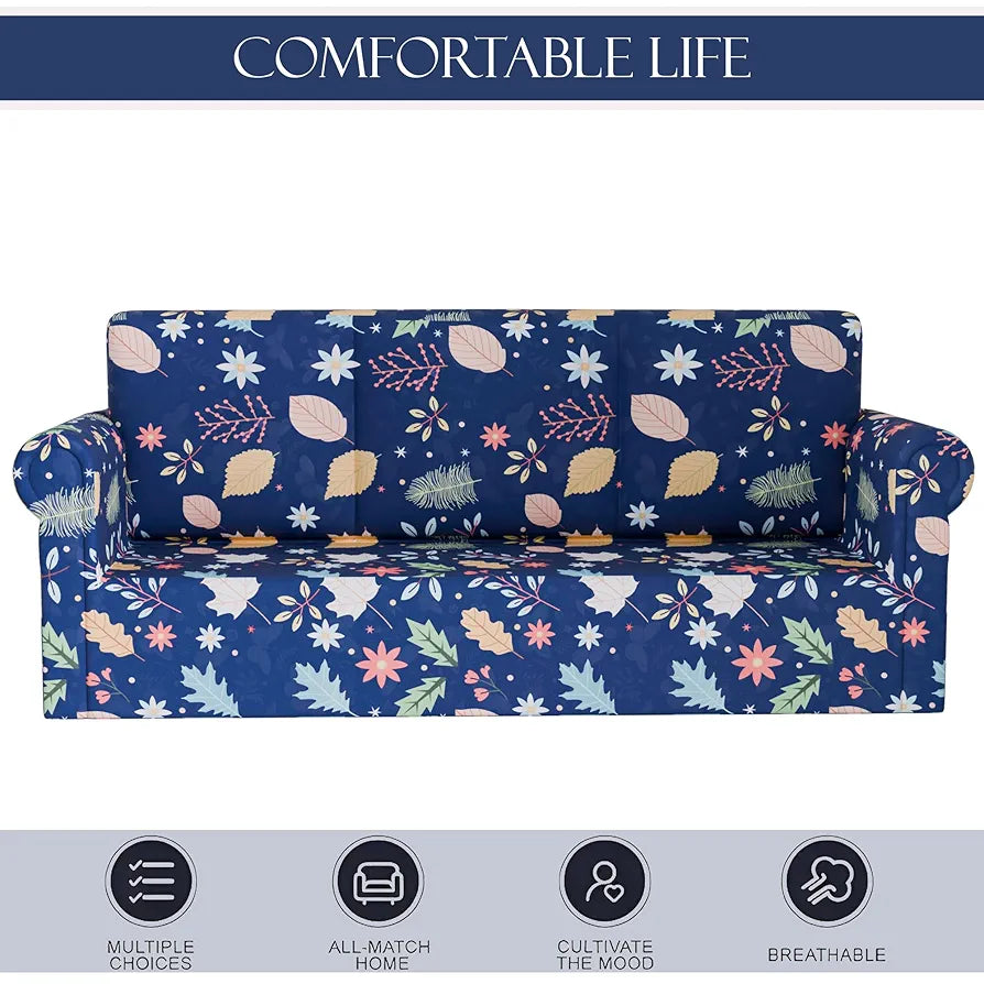 Kuber Industries Elastic Sofa Cover 3 Seater Stretchable Blue Colour
