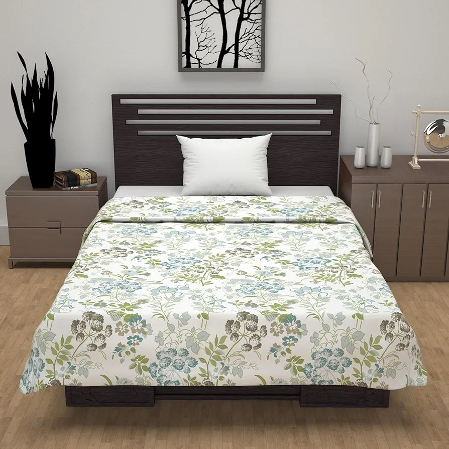 Divine Casa Floret 100% Cotton Single Dohar 120 GSM Soft & Lightweight Throw Blanket Colour Floral Breeze
