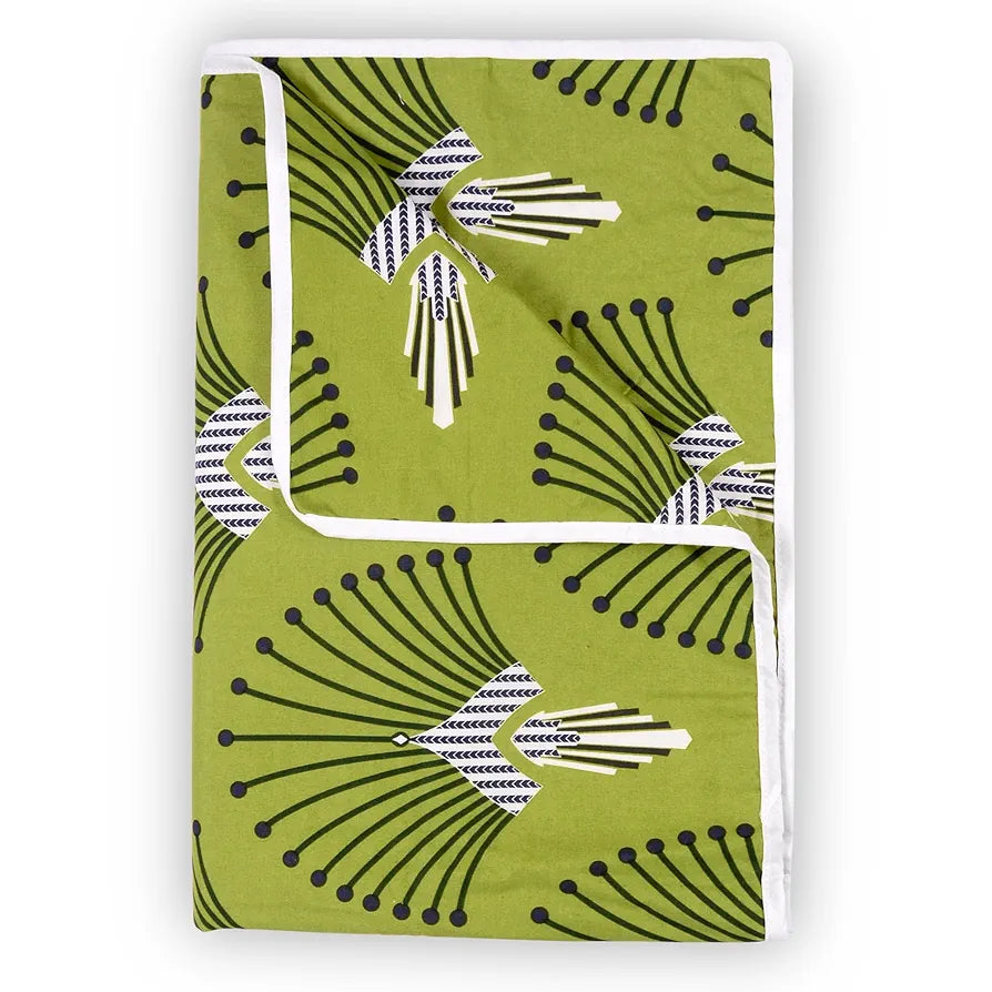 Divine Casa 120 GSM Glace Cotton Single Bed Dohar Lightweight & Reversible AC Blanket Colour Olive Green & Azure Blue