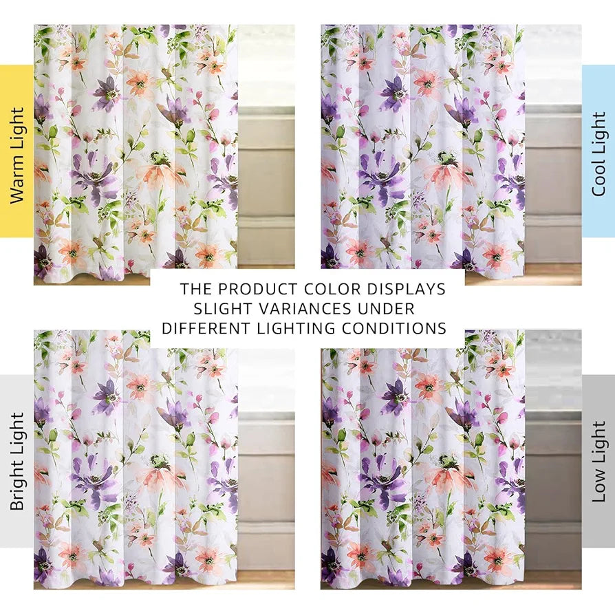 Cloth Fusion Blackout Printed Premium Window Curtains 5 Feet Long Set of 2 Purple Lotus