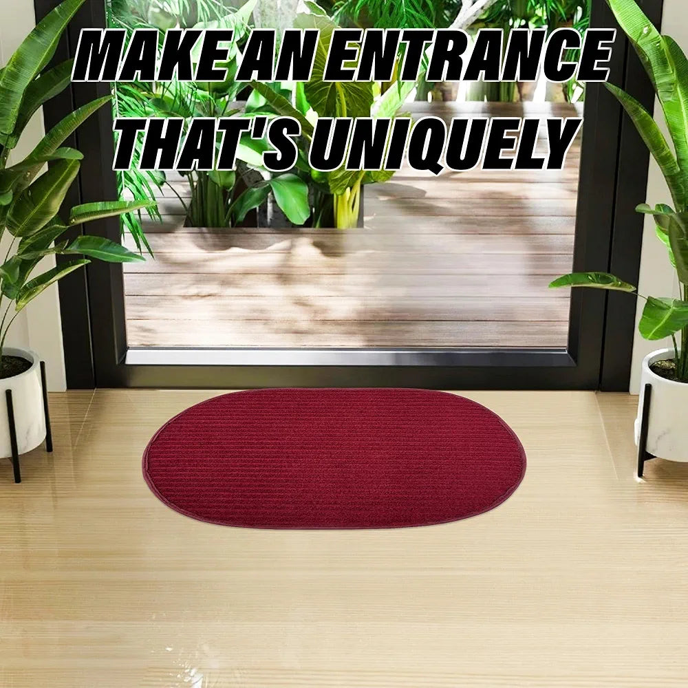 Kuber Industries Door Mat Oval Shape Door Mat Door Entrance Mat Colour Maroon