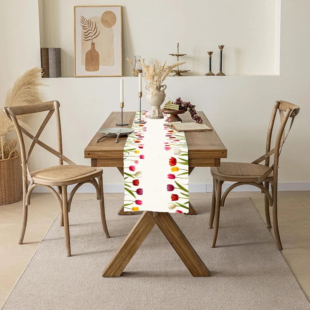 Ishro Home Premium Table Runner Colour Blooming Tulip