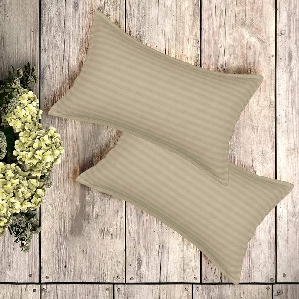 Kuber Industries Double Bedsheet with 2 Pillow Covers 144 TC Glace Cotton Bedsheet  Hotel Bedroom Cream